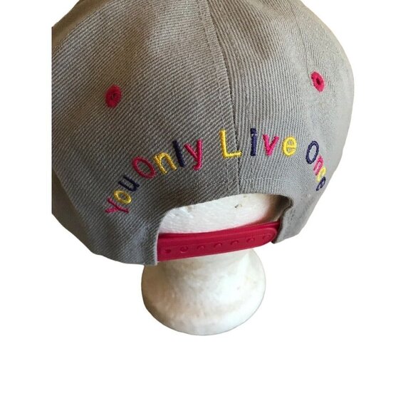 YOLO Adjustable Snapback Hat Hip Hop You Only Live Once Cap Gray Pink Yellow - Picture 3 of 7